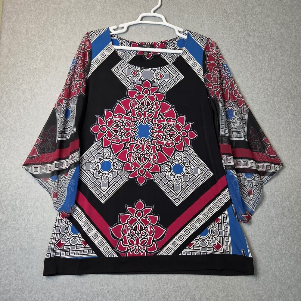 Style & co. Multicolor Floral 3/4 Sheer Sleeve Tunic Women's Plus 1X Stretch